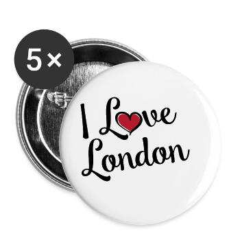 I Love London - Buttons groß 56 mm (5er Pack) - Weiß - Vorne