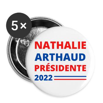 NATHALIE ARTHAUD PRESIDENTE 2022 - Lot de 5 grands badges (56 mm) - blanc - Devant