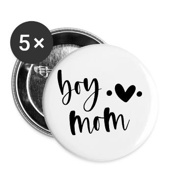 boy mom | Mom | best mom | Gift - Buttons large 2.2''/56 mm (5-pack) - white - Front