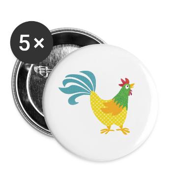 Rooster pattern colorful Easter Farmer Animal love colorful - Buttons large 2.2''/56 mm (5-pack) - white - Front