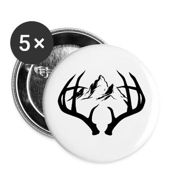 Hirschgeweih Hirsch Wald Natur Berg Motiv - Buttons groß 56 mm (5er Pack) - Weiß - Vorne