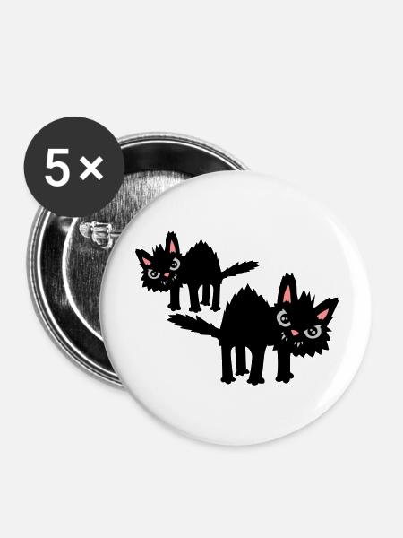 Team lustige Katzen - Buttons groß 56 mm (5er Pack) - Weiß