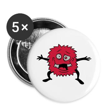 Begrüßung lustiges Monster - Buttons groß 56 mm (5er Pack) - Weiß - Vorne