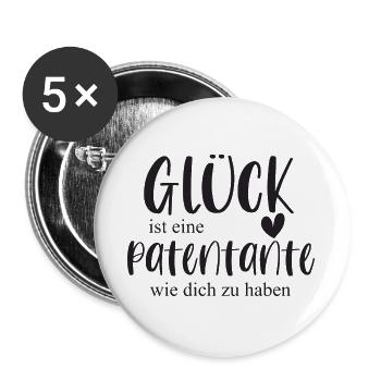Patentante Geschenk Glück Patin Bedanken - Buttons groß 56 mm (5er Pack) - Weiß - Vorne