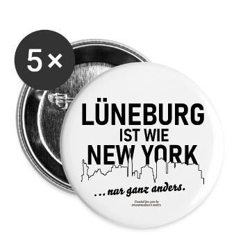 Lüneburg ist wie New York - Buttons groß 56 mm (5er Pack) - Weiß - Vorne