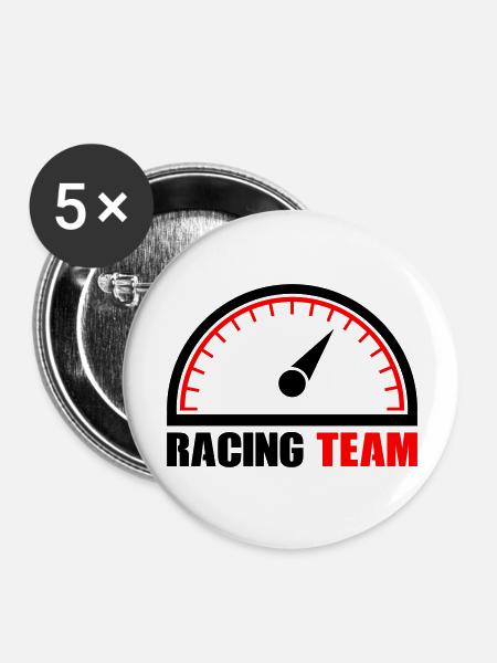 Tacho Racing Team - Buttons groß 56 mm (5er Pack) - Weiß