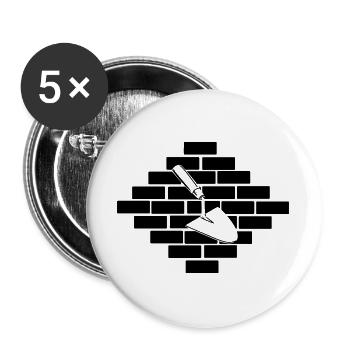Maurermauersteine mit Kellenlogo - Buttons groß 56 mm (5er Pack) - Weiß - Vorne