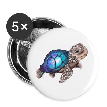 Schildkröte mit einer Galaxie - Buttons groß 56 mm (5er Pack) - Weiß - Vorne