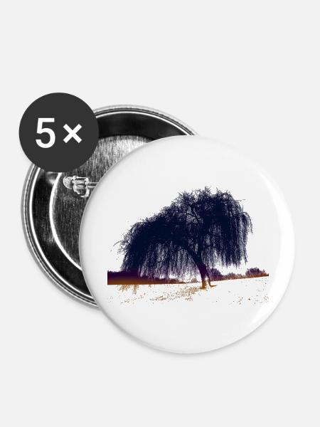 trauerweide Künstlerisch - Buttons groß 56 mm (5er Pack) - Weiß