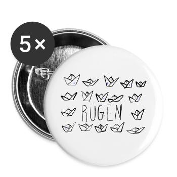 Papierschiffe mit Ankern Insel Rügen - Buttons groß 56 mm (5er Pack) - Weiß - Vorne