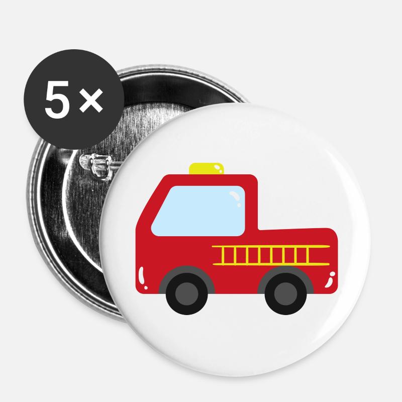 Fire Brigade Car - Buttons large 2.2''/56 mm (5-pack) - white