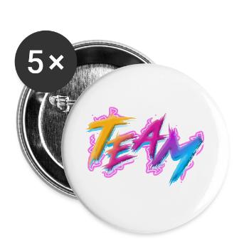 Team - Buttons groß 56 mm (5er Pack) - Weiß - Vorne