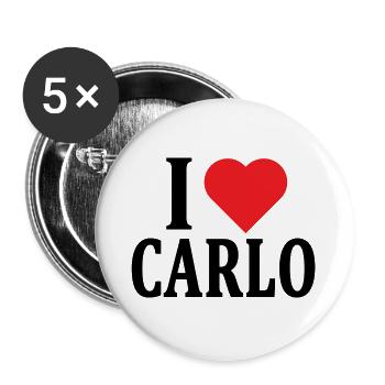 T-shirt I love Carlo t-shirt gift idea - Buttons large 2.2''/56 mm (5-pack) - white - Front