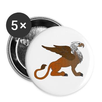 coole fantasiekleidung, Löwenwesen, märchenfigur - Buttons groß 56 mm (5er Pack) - Weiß - Vorne