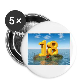 Jahreszahl 18 - Buttons groß 56 mm (5er Pack) - Weiß - Vorne