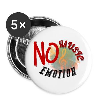 No music no emotion - Lot de 5 grands badges (56 mm) - blanc - Devant