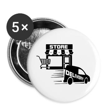 Boutique en ligne et livraison avec - Lot de 5 grands badges (56 mm) - blanc - Devant