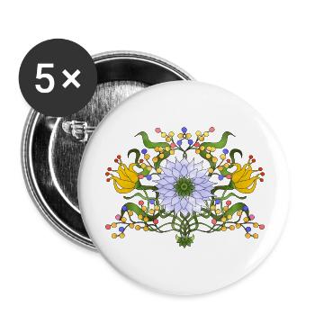 Fleur - Lot de 5 grands badges (56 mm) - blanc - Devant