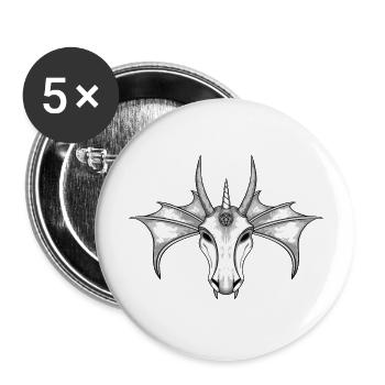 drachenkopf 1 - Buttons groß 56 mm (5er Pack) - Weiß - Vorne