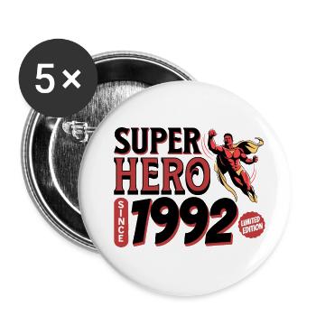 Superhelden seit 1992 - Jubiläum 30 Jahre - Buttons groß 56 mm (5er Pack) - Weiß - Vorne