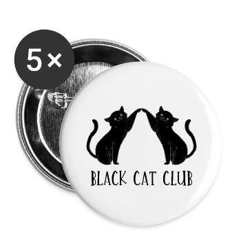 club de chat noir - Lot de 5 grands badges (56 mm) - blanc - Devant