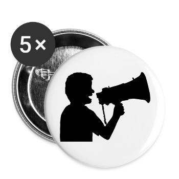 Megaphone Propaganda Man Angry - Buttons large 2.2''/56 mm (5-pack) - white - Front