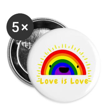 Love is Love LGBTQ+ - Buttons large 2.2''/56 mm (5-pack) - white - Front