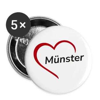 Münster with Heart - My City - I Love - Buttons large 2.2''/56 mm (5-pack) - white - Front