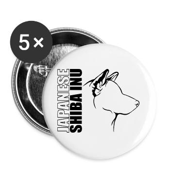 JAPANESE SHIBA INU Profile Dogs Dog Wilsigns - Buttons large 2.2''/56 mm (5-pack) - white - Front