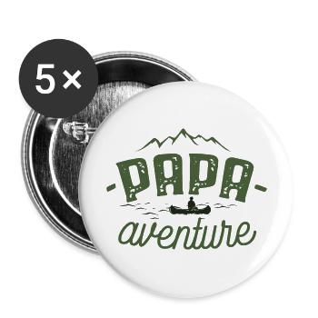 Papa aventure - Lot de 5 grands badges (56 mm) - blanc - Devant