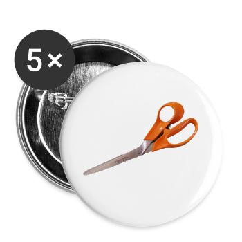 Orange Schere - Buttons groß 56 mm (5er Pack) - Weiß - Vorne