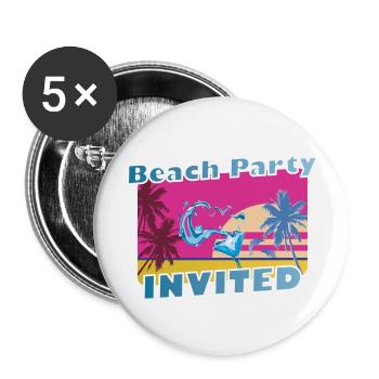 Cool Party Shirt Cadeau de vacances à la plage d’été - Lot de 5 grands badges (56 mm) - blanc - Devant