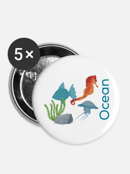 Ocean - Buttons groß 56 mm (5er Pack) - Weiß
