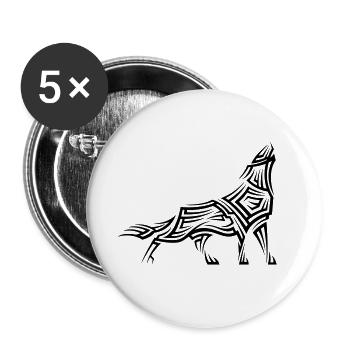 Wolf Tribal Tattoo - Buttons groß 56 mm (5er Pack) - Weiß - Vorne