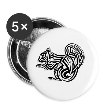 Eichhörnchen Tribal Tattoo - Buttons groß 56 mm (5er Pack) - Weiß - Vorne