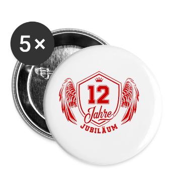 12 Zahl Wappen - Buttons groß 56 mm (5er Pack) - Weiß - Vorne