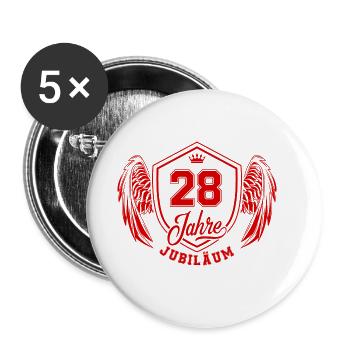 28 Zahl Wappen - Buttons groß 56 mm (5er Pack) - Weiß - Vorne