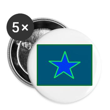 Étoile Vert Bleu - Lot de 5 grands badges (56 mm) - blanc - Devant