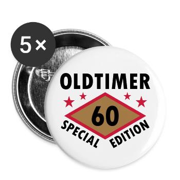 Oldtimer, 60, special edition (diamond, stars) - Buttons large 2.2''/56 mm (5-pack) - white - Front