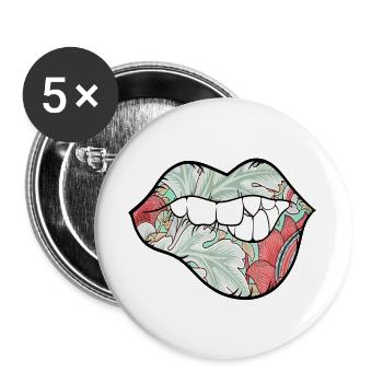 Nature Sexy Lips - Buttons groß 56 mm (5er Pack) - Weiß - Vorne