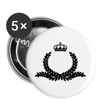 Ornate laurel wreath with crown - Buttons large 2.2''/56 mm (5-pack) - white - Front