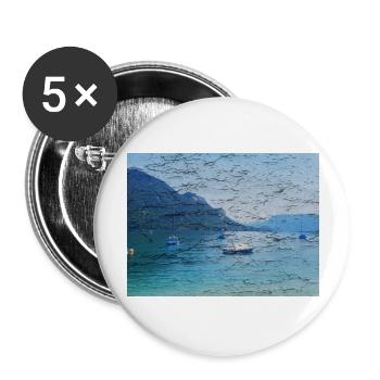 Lac avec motif de saut, patine, sur alt - Lot de 5 grands badges (56 mm) - blanc - Devant