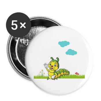 Small caterpillar - Buttons large 2.2''/56 mm (5-pack) - white - Front