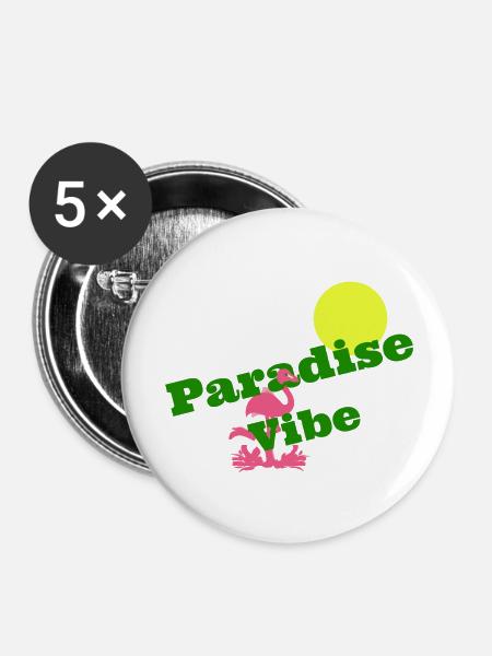 Flamingo im Paradies - Buttons groß 56 mm (5er Pack) - Weiß