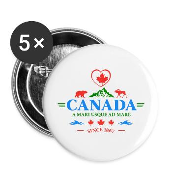 Kanada Vancouver Montreal Toronto Maple Leaf Bären - Buttons groß 56 mm (5er Pack) - Weiß - Vorne