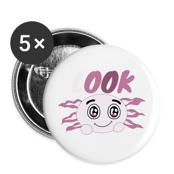 Cute Kawaii Axolotl Anime who loves axolotls - Buttons large 2.2''/56 mm (5-pack) - white - Front