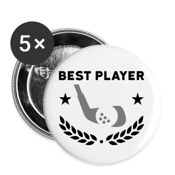 Meilleur joueur (clubs de golf, balle de golf, couronne de laurier) - Lot de 5 grands badges (56 mm) - blanc - Devant