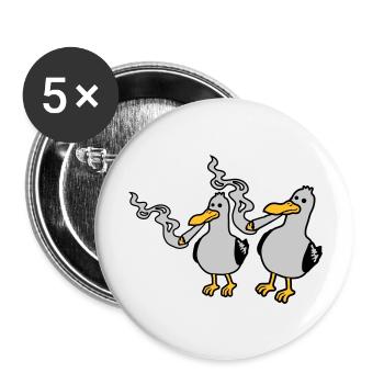 2 Amis Stoner Seagull - Lot de 5 grands badges (56 mm) - blanc - Devant