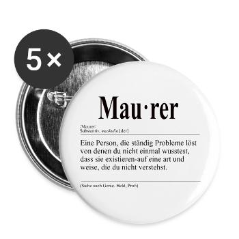 Maurer Lustige Berufs Definition - Buttons groß 56 mm (5er Pack) - Weiß - Vorne