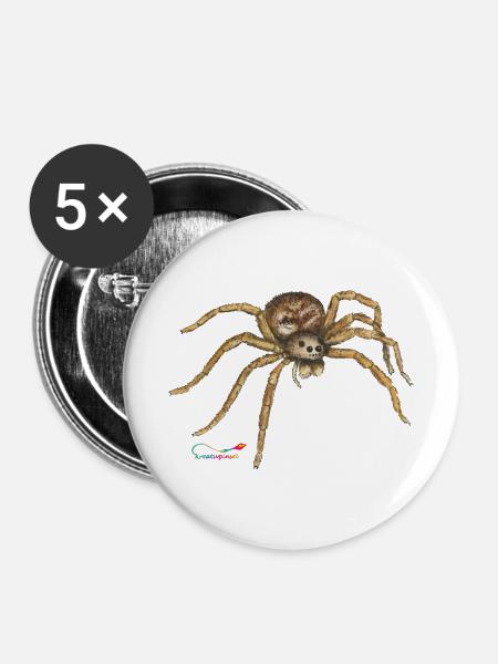 Wolfsspinne, ein heimische Spinne - Buttons groß 56 mm (5er Pack) - Weiß